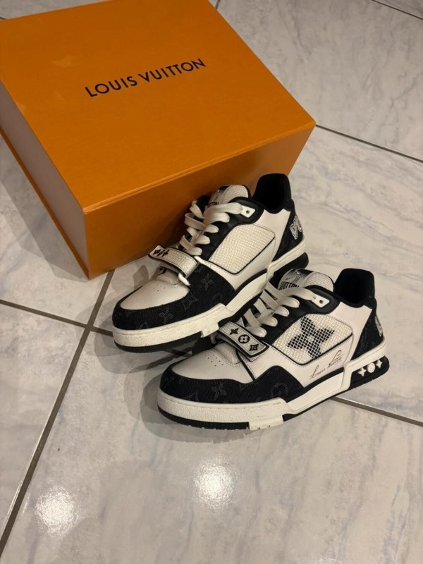 Louis Vuitton lv trainer scratch velcro noir blanche taille 39 2