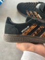 Adidas spezial core black leopard white