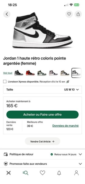 Jordan 1 retro silver taille 42 neuve