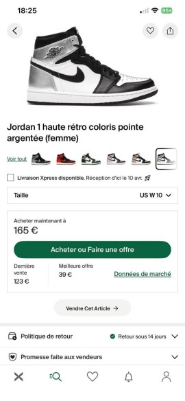 Jordan 1 retro silver taille 42 neuve