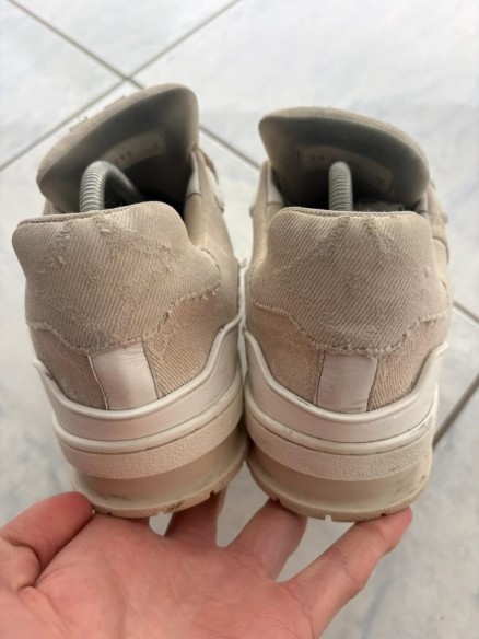 Louis vuitton lv trainer tissu crème beige taille 7 42-42,5