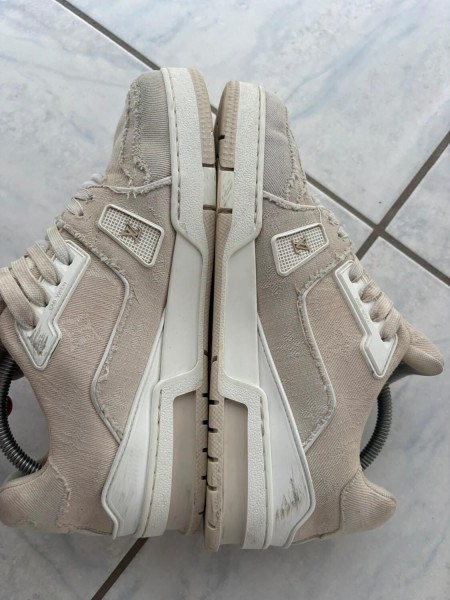 Louis vuitton lv trainer tissu crème beige taille 7 42-42,5
