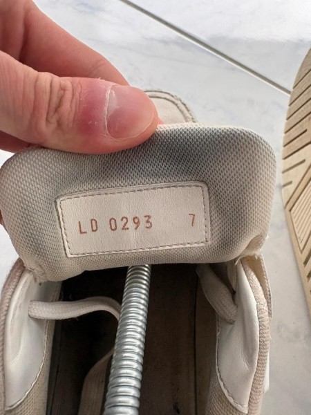 Louis vuitton lv trainer tissu crème beige taille 7 42-42,5