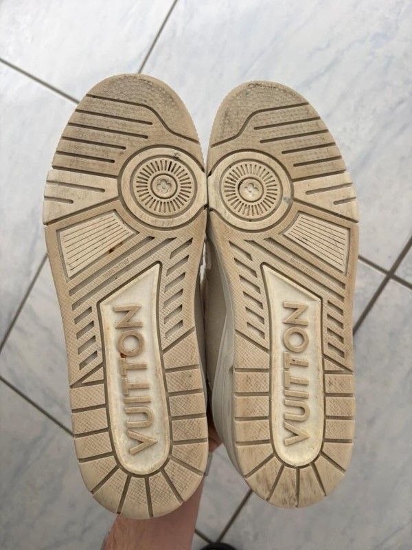 Louis vuitton lv trainer tissu crème beige taille 7 42-42,5 2