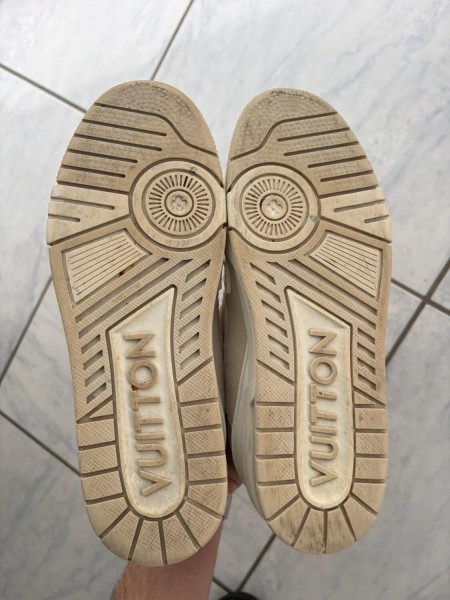 Louis vuitton lv trainer tissu crème beige taille 7 42-42,5