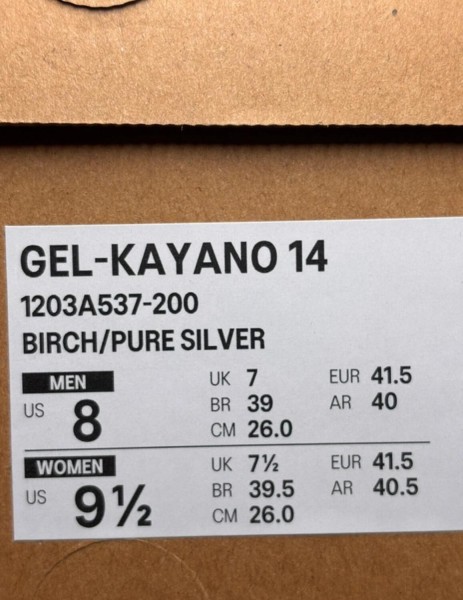 Asics gel kayano 14 birch pure silver taille 41,5