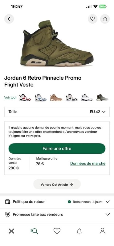Jordan 6 VI Retro Pinnacle Promo Flight taille 42 comme neuve 2
