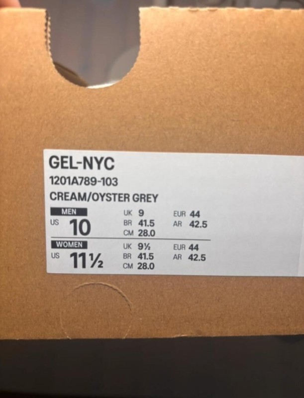 Asics gel nyc cream oyster grey taille 44 2