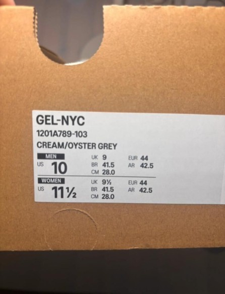 Asics gel nyc cream oyster grey taille 44