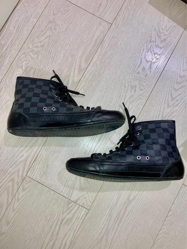 Basket Louis Vuitton Damier Leather High Graphite Black taille EU 41,5 2