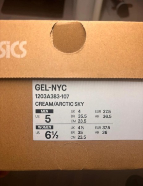 Asics gel nyc cream arctic sky taille 37,5