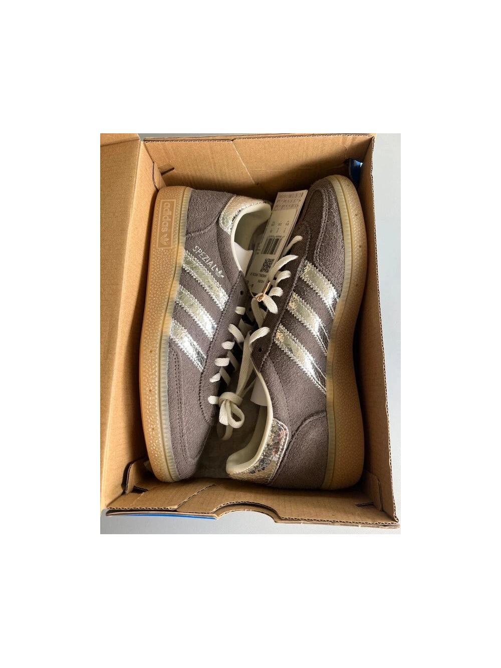 handball adidas spezial gris anthracite argent metallisé - taille 38 - neuf