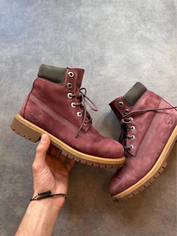 Chaussure Timberland en cuir vintage couleur bordeaux taille 38 2