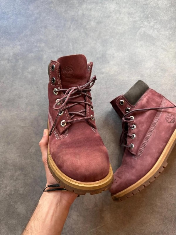 Chaussure Timberland en cuir vintage couleur bordeaux taille 38 2