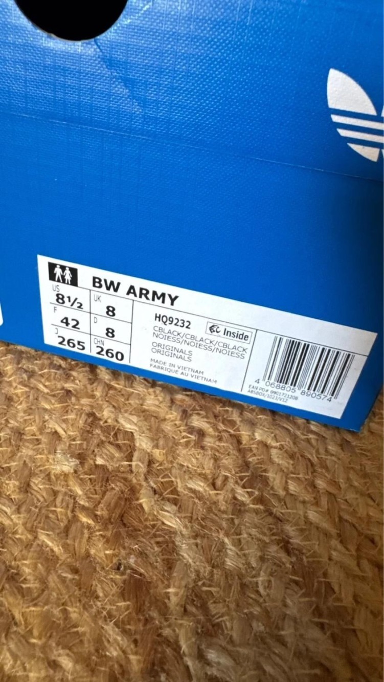 adidas BW Army Black Leather Patent Black - taille 42