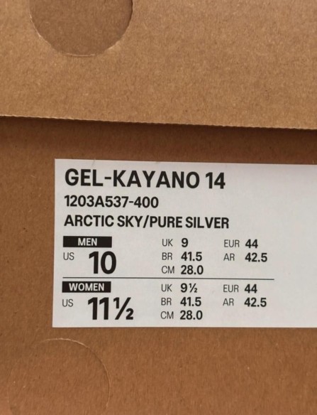 Asics Kayano 14 Artic Sky Pure Silver Taille 44