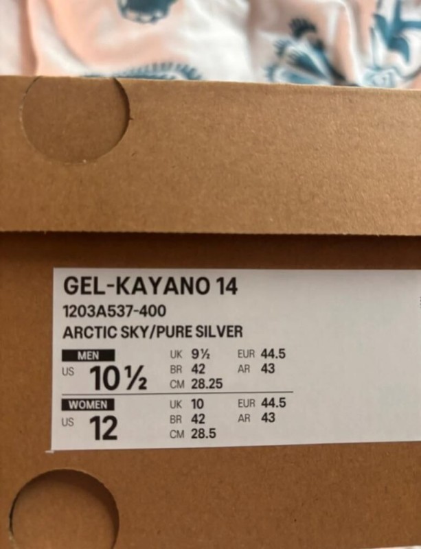 Asics Kayano 14 Artic Sky Pure Silver Taille 44,5 2