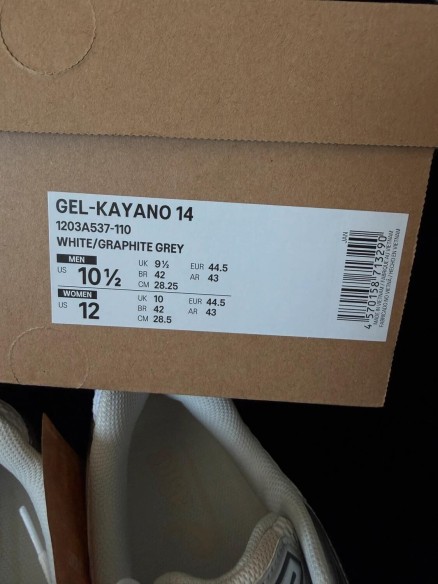 Asics Gel-Kayano 14 White Graphite Grey - Taille EU 44,5