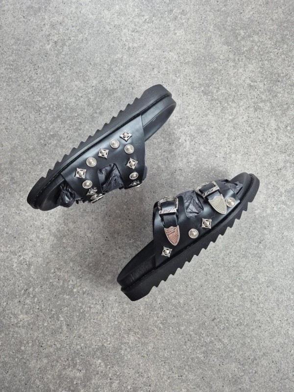 Sandales Toga Virilis AJ830 Black Leather Buckle Sandals - EU 42