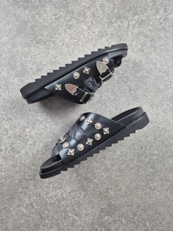 Sandales Toga Virilis AJ830 Black Leather Buckle Sandals - EU 42 2