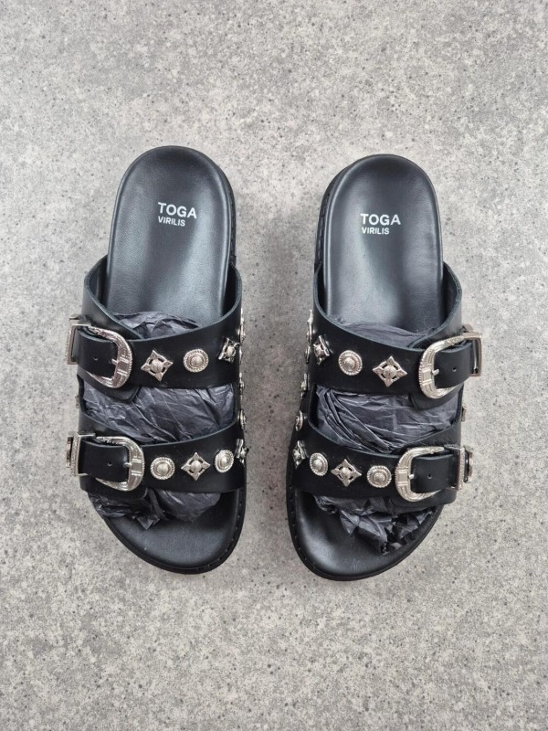 Sandales Toga Virilis AJ830 Black Leather Buckle Sandals - EU 42 2