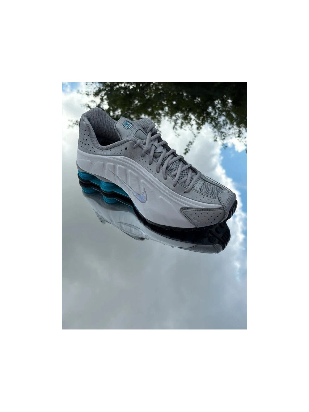Nike Shox R4 Metallic Silver Blue Lagoon - EU 44