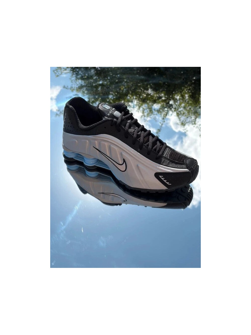 Nike Shox R4 Metallic Silver Black Psychic Blue - EU 44