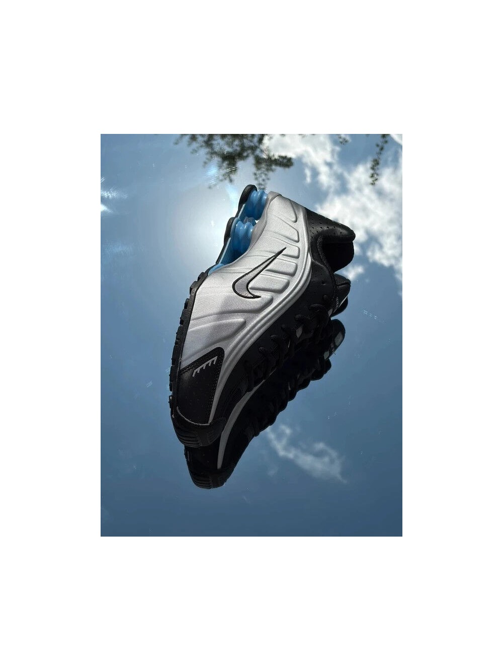 Nike Shox R4 Metallic Silver Black Psychic Blue - EU 44