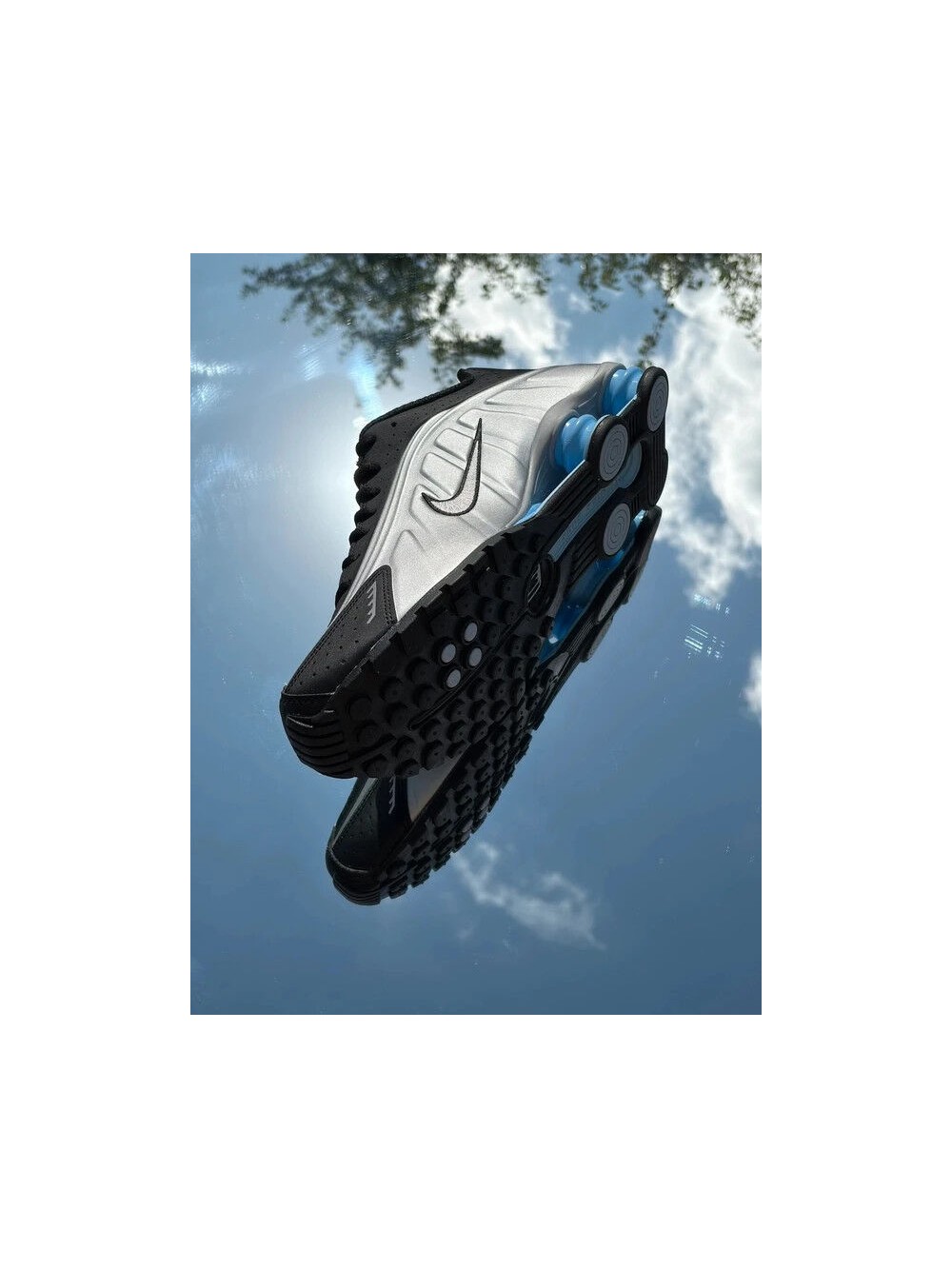 Nike Shox R4 Metallic Silver Black Psychic Blue - EU 44