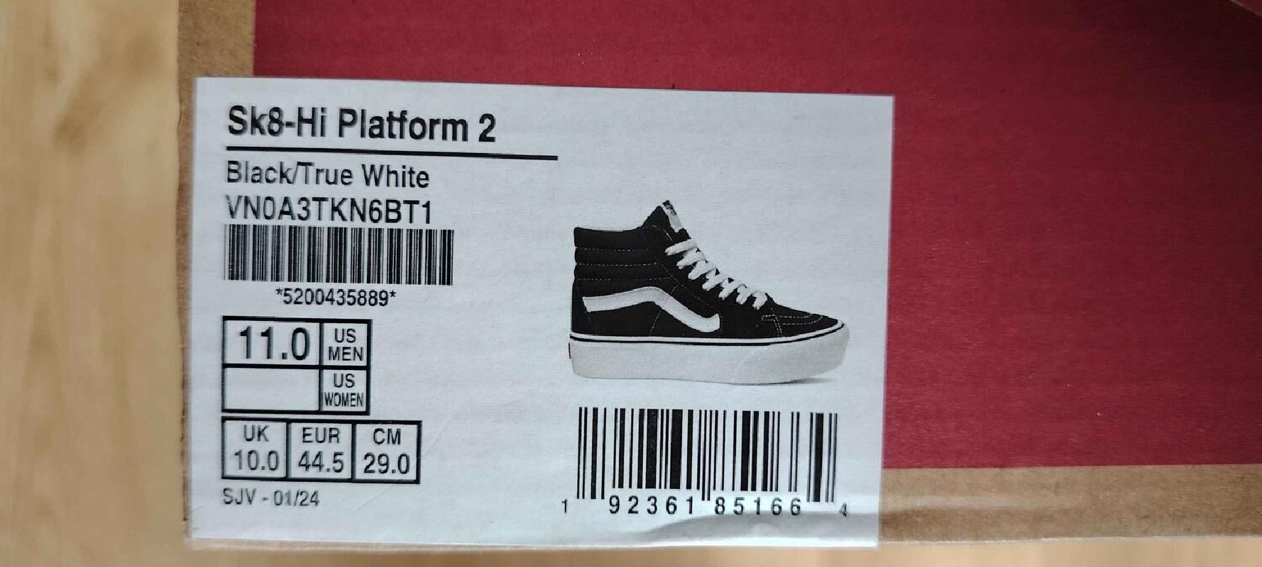 Vans Sk8-Hi Platform 2 – Black/True White – T.44,5 2