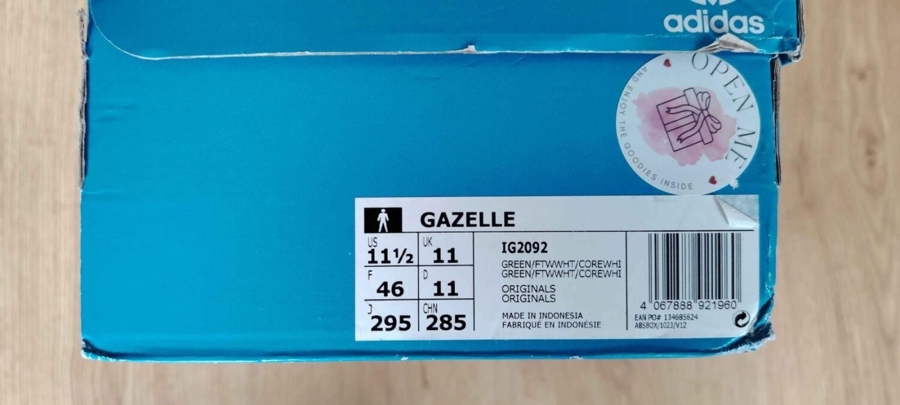 Adidas Gazelle Verte – Taille 46 (UK 11 / US 11.5)