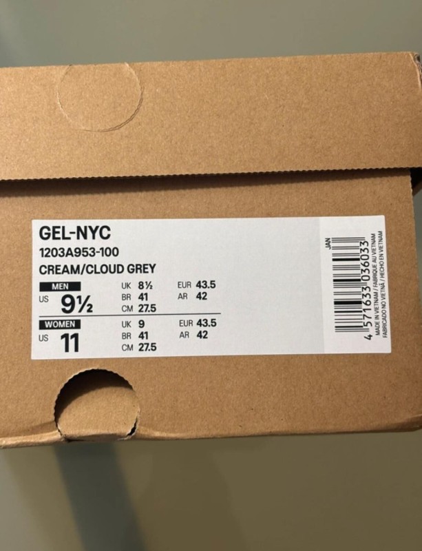 Asics gel nyc cream / cloud grey taille 43,5 2