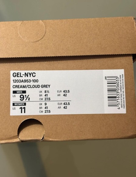 Asics gel nyc cream / cloud grey taille 43,5