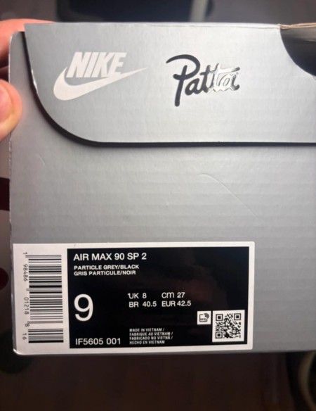 Nike air max 90 Patta particle grey coconut milk taille 42,5