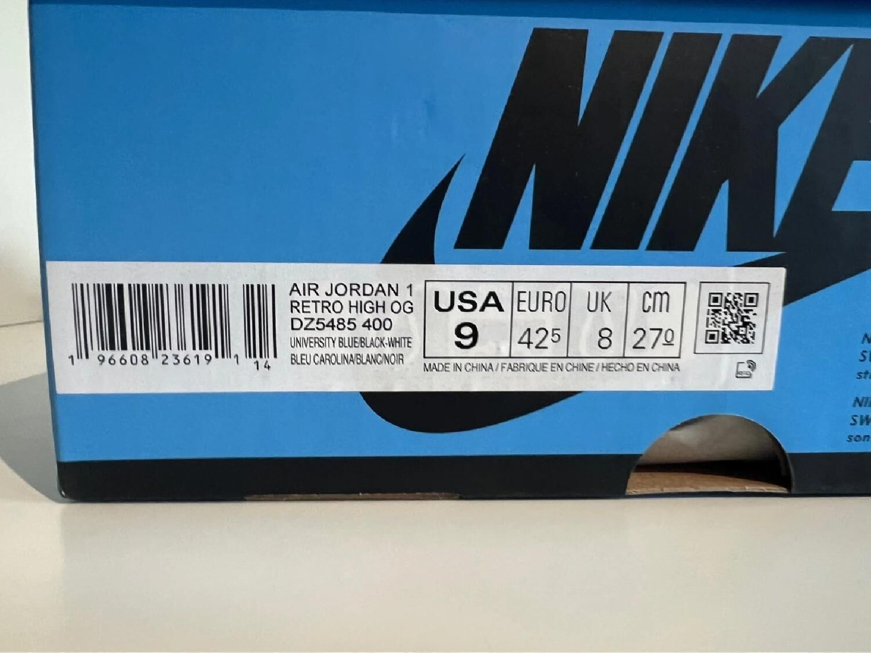 Nike Air Jordan 1 high UNC Toe