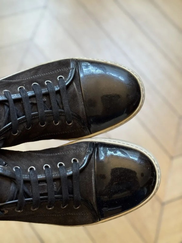 Lanvin Baskets basses DBB1 homme noires en cuir et cahoutchouc 2