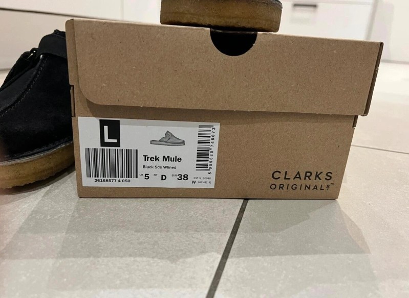Clarks Sabot Nubuk Trek Mule Noir - Neuf - Taille 38