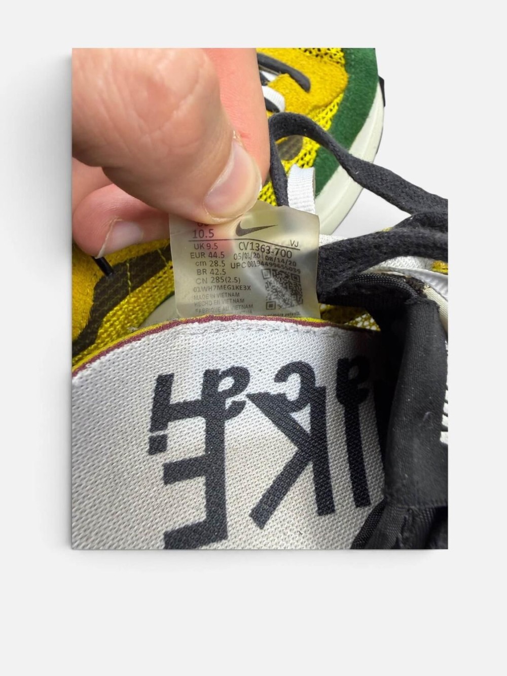 Nike VaporWaffle Sacai Tour Yellow - Taille 44,5 - Très bon État