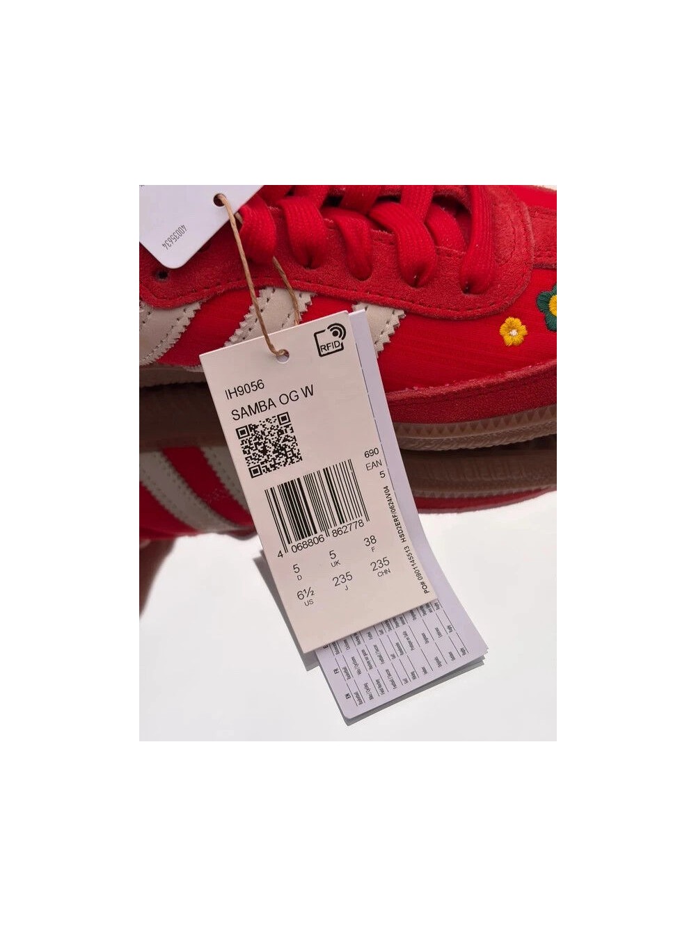 Adidas Samba OG Better Scarlet Bright Green Off White Gum X Liberty London - Taille 38