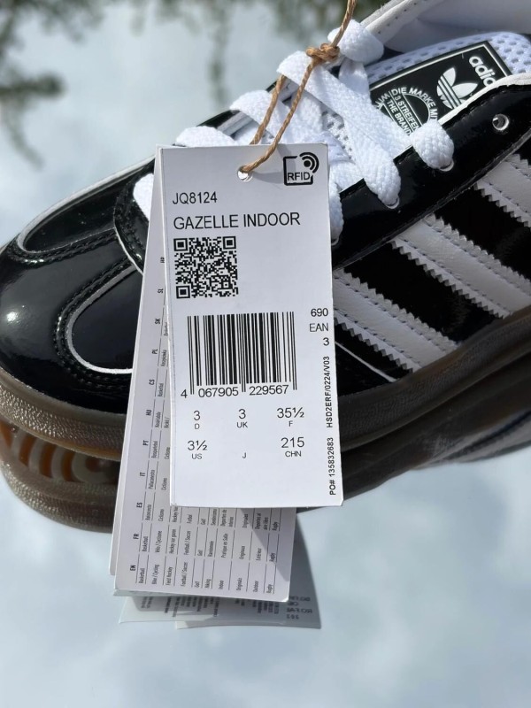 Adidas Gazelle Indoor Patent Core Black White Gum - Taille 35,5 2