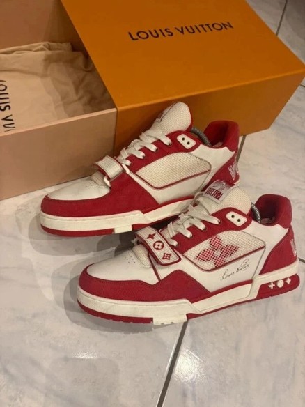 Louis Vuitton lv Trainer scratch velcro rouge blanc taille 10,5 45-46