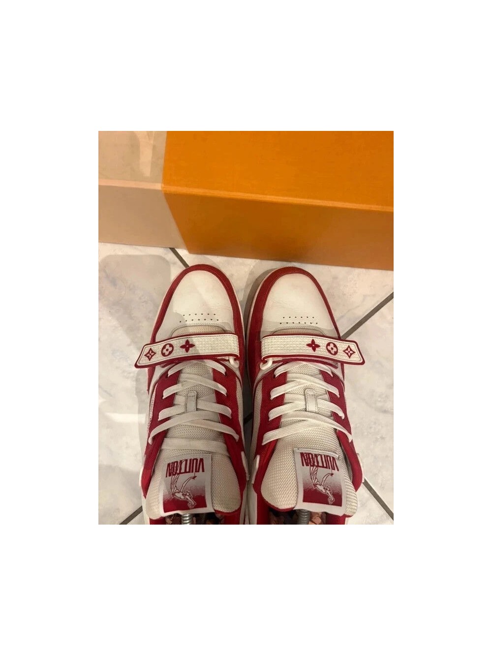 Louis Vuitton lv Trainer scratch velcro rouge blanc taille 10,5 45-46