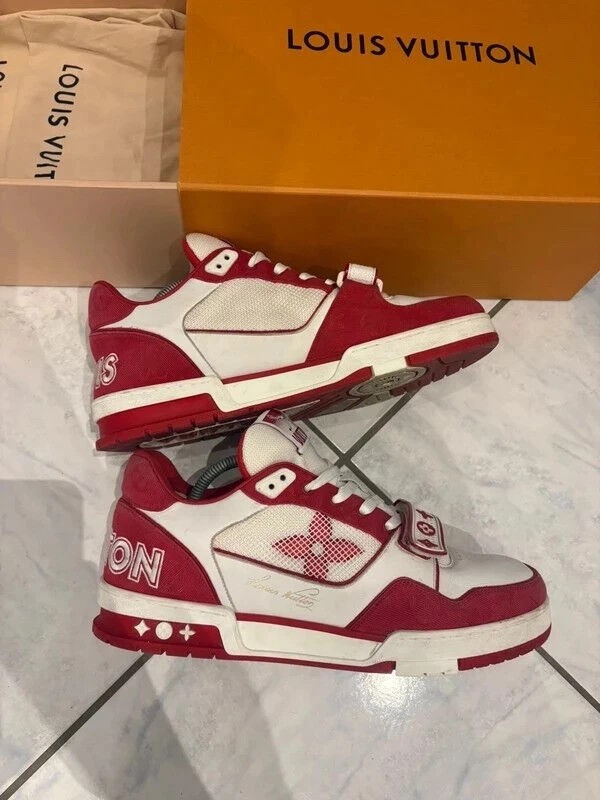 Louis Vuitton lv Trainer scratch velcro rouge blanc taille 10,5 45-46 2