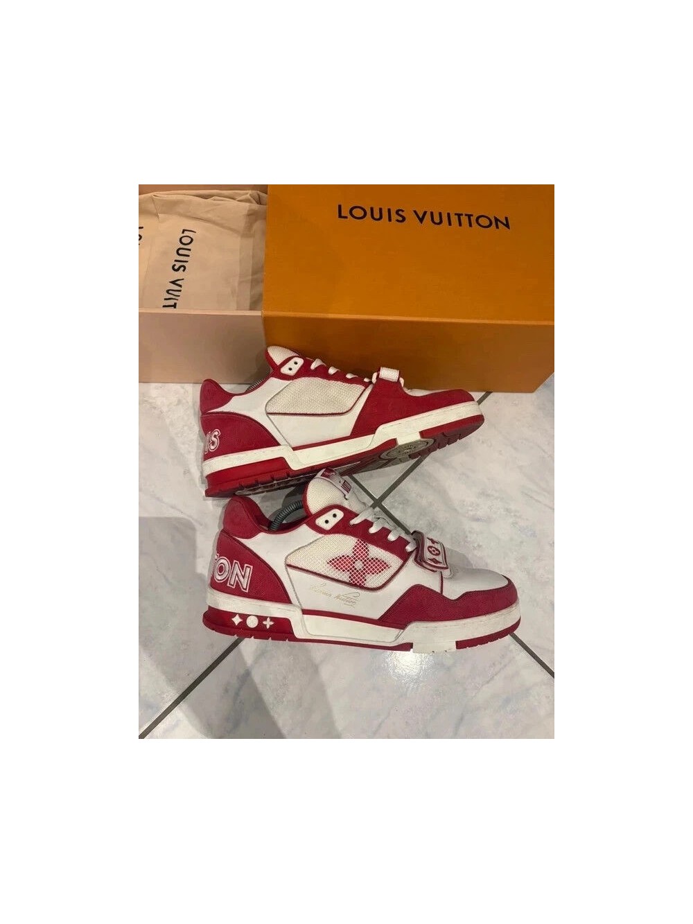 Louis Vuitton lv Trainer scratch velcro rouge blanc taille 10,5 45-46