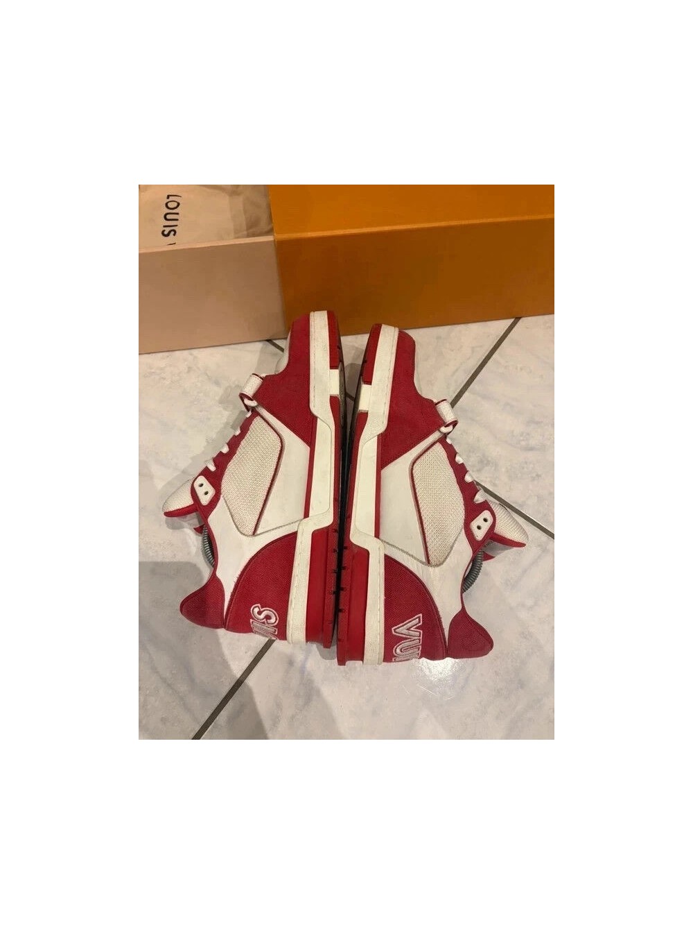 Louis Vuitton lv Trainer scratch velcro rouge blanc taille 10,5 45-46