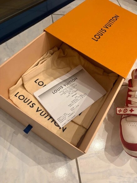 Louis Vuitton lv Trainer scratch velcro rouge blanc taille 10,5 45-46