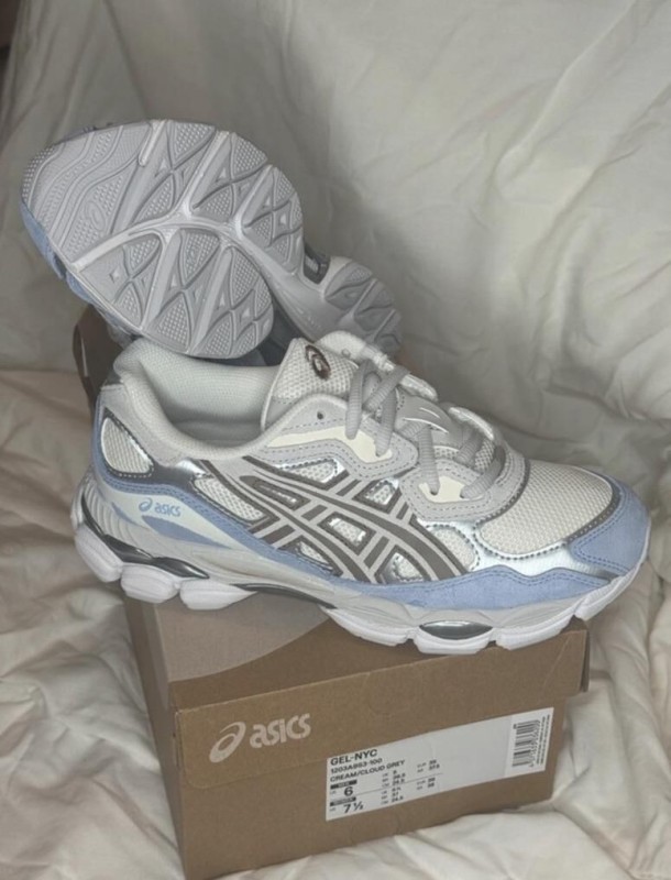 ASICS Gel-NYC cream, gris et bleu 2