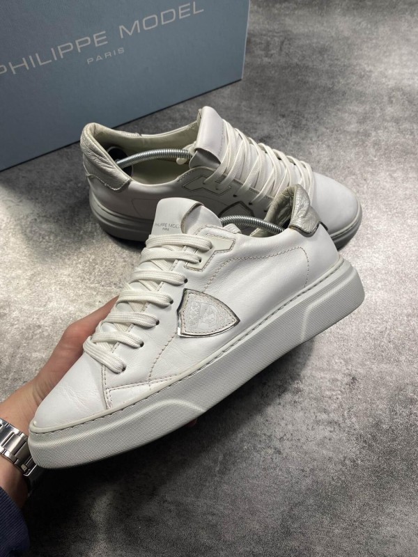 Basket Philippe Model Paris en Cuir Made In Italy Blanc ~ Taille 40 2