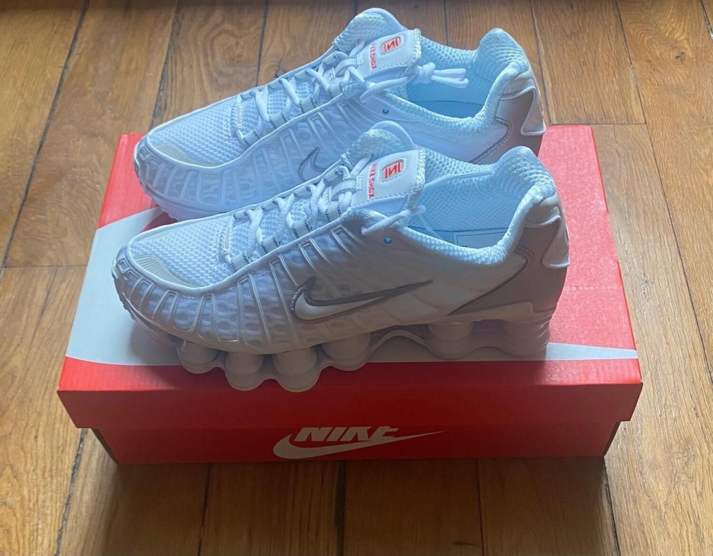 Nike shox TL white metallic silver max orange blanche 2