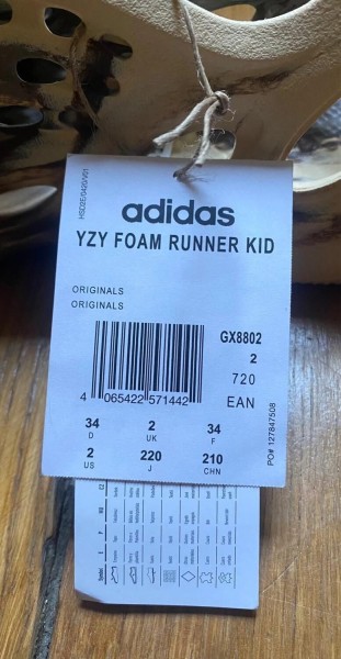 Adidas yeezy foam RNNR mx cream clay kids infants